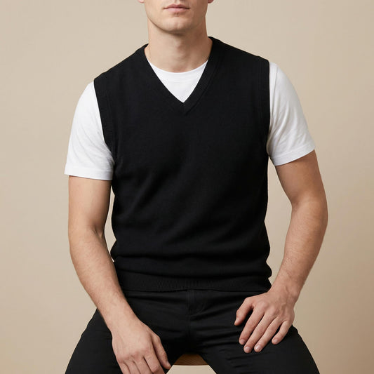 Men’s V Neck Sweater Vest | Sleeveless Knit Pullover | Smart Casual Layer
